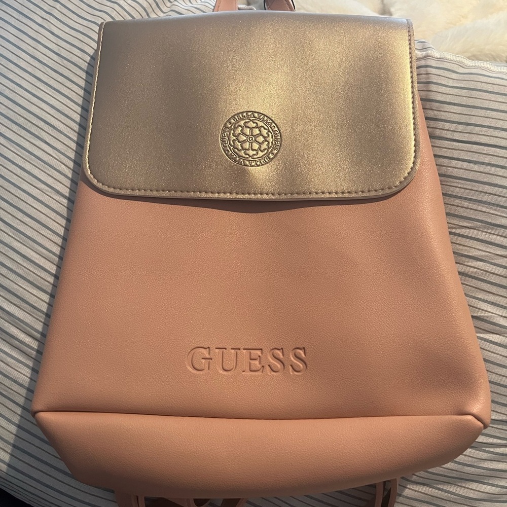 GUESS Blush and Metallic Gold Backpack